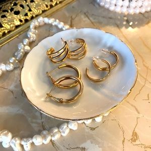 3 Pairs of wild fable Gold Tone Earrings ✨